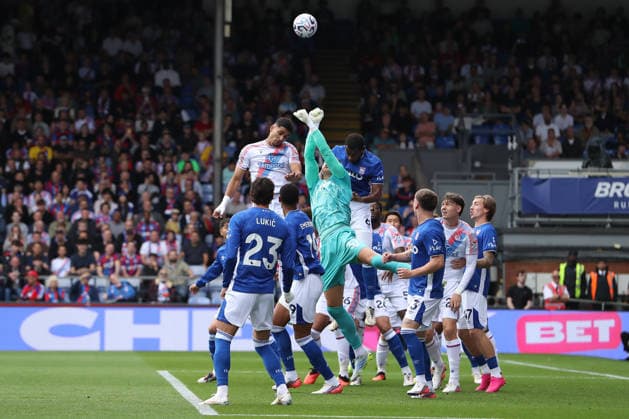 12th September 2026; Selhurst Park, London, England; Premier League Football, Crystal Palace versus Ipswich Town; goalkeeper Kjell Scherpen of Ipswich Town punching an incoming corner away KatiexChan