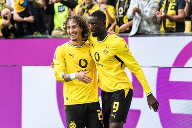 Deutschland: Bundesliga 2026 2027 3. Spieltag, Borussia Dortmund vs. SC Paderborn 07 , Samstag, 12.09.2026 Signal Iduna Park, Nordrhein-Westfalen Serhou Guirassy (Borussia Dortmund, 9) Jubel Freude Emotionen Torjubel über Tor welches im Nachhinein von Harm Osmers (Schiedsrichter) zurück genommen wurde *** Germany Bundesliga 2026–2027, Matchday 3, Borussia Dortmund vs. SC Paderborn 07, Saturday, September 12, 2026, Signal Iduna Park, North Rhine-Westphalia. Serhou Guirassy of Borussia Dortmund, 9: Jubilation, joy, emotions, goal celebration over a goal that was later disallowed by referee Harm Osmers. Copyright: xCelinaxLeiersx