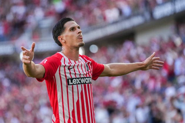 1. Bundesliga: SC Freiburg vs Borussia Mönchengladbach, 12.09.2026 Torjubel zum 2:0 durch Igor MatanoviÄ‡ (SC Freiburg, 31) 1. Bundesliga: SC Freiburg vs Borussia Mönchengladbach, Europa-Park-Stadion, 12.09.2026 DFB DFL REGULATIONS PROHIBIT ANY USE OF PHOTOGRAPHS AS IMAGE SEQUENCES AND OR QUASI-VIDEO. *** Bundesliga Match: SC Freiburg vs. Borussia Mönchengladbach, September 12, 2026 – Celebration of the 2-0 goal by Igor Matanovic SC Freiburg, Bundesliga Match 31: SC Freiburg vs. Borussia Mönchengladbach, Europa-Park Stadium, September 12, 2026. DFB and DFL regulations prohibit any use of photographs as image sequences and or quasi-video. Copyright: xBEAUTIFULxSPORTS Boscox