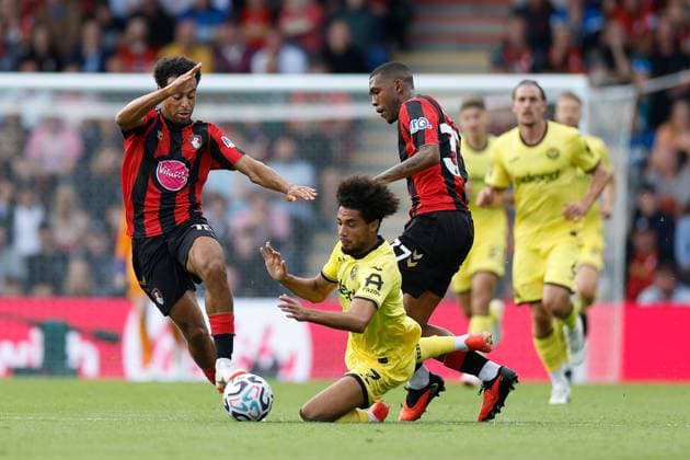 BafodÃ DiakitÃ of Bouremouth and Rayan of Bouremouth challenge Kevin Schade of Brentford AFC Bournemouth v Brentford, Premier League, Football, Football, Vitality Stadium, Bournemouth, UK - 12 Sep 2026Bournemouth Vitality Stadium United Kingdom EDITORIAL USE ONLY No use with unauthorised audio, video, data, fixture lists, club league logos or live services. Online in-match use limited to 120 images, no video emulation. No use in betting, games or single club league player publications.  Copyright: xWillxCooper Shutterstockx 17144545o