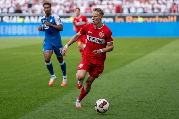 Fussball: 1. Bundesliga, 3. Spieltag, TSG Hoffenheim - VfB Stuttgart am 12.09.2026 in Sinsheim (SNP Arena), Deutschland, Saison 2026 2027: Chris Führich (VfB Stuttgart, 10) Sinsheim SNP Arena Deutschland *** Soccer, Bundesliga 1, Matchday 3, TSG Hoffenheim vs. VfB Stuttgart on September 12, 2026, at Sinsheim SNP Arena, Germany, 2026–2027 Season, Chris Führich (VfB Stuttgart), 10, Sinsheim SNP Arena, Germany Copyright: xPhilippxImhofx