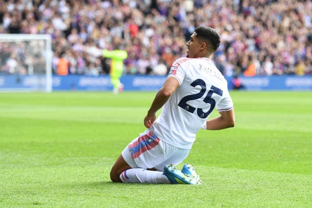 Crystal Palace v Ipswich Town, Premier League GOAL CELEBRATION by Anan Khalaili of Crystal Palace after he scores to make it 1-0 during the Premier League match between Crystal Palace and Ipswich Town at Selhurst Park, London, UK on 12 September 2026. London Selhurst Park Greater London UK Editorial use only DataCo restrictions apply See www.football-dataco.com , Copyright: xJeffxMoodx PSI-24873-0014