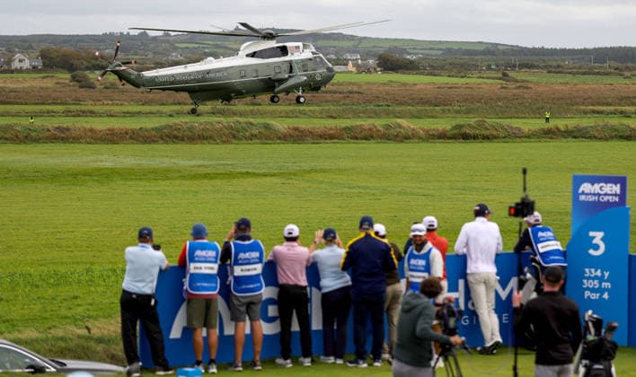 2026 Amgen Irish Open - Third Round, Trump International Golf Links, Doonbeg 12 9 2026 A view of Marine One landing at Trump International Golf Links A view of Marine One landing at Trump International Golf Links 12 9 2026  Copyright: xx BB2_7313