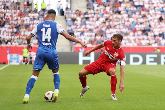 12.09.2026, xtvx, Fussball 1.Bundesliga, TSG 1899 Hoffenheim - VfB Stuttgart v.l. Adam Daghim (TSG 1899 Hoffenheim) Grischa Proemel (VfB Stuttgart) Zweikampf, Duell, duel, tackle, compete (DFL DFB REGULATIONS PROHIBIT ANY USE OF PHOTOGRAPHS as IMAGE SEQUENCES and or QUASI-VIDEO) Sinsheim *** September 12, 2026, xtvx, Soccer, Bundesliga 1, TSG 1899 Hoffenheim vs. VfB Stuttgart, Adam Daghim (TSG 1899 Hoffenheim) vs. Grischa Proemel (VfB Stuttgart), tackle, duel, tackle, compete DFL and DFB regulations prohibit any use of photographs as image sequences and or quasi-video Sinsheim