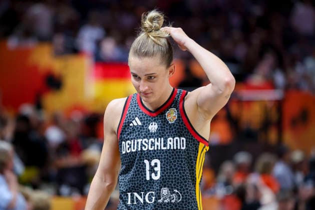 Leonie Fiebich (Germany) looks dejected during the FIBA Women s Basketball World Cup Germany 2026 semifinals match between France and Germany at Berlin Arena on September 12, 2026 in Berlin, Germany. (Photo by Marco Steinbrenner DeFodi Images) -