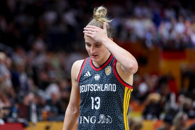 Leonie Fiebich (Germany) looks dejected during the FIBA Women s Basketball World Cup Germany 2026 semifinals match between France and Germany at Berlin Arena on September 12, 2026 in Berlin, Germany. (Photo by Marco Steinbrenner DeFodi Images) -