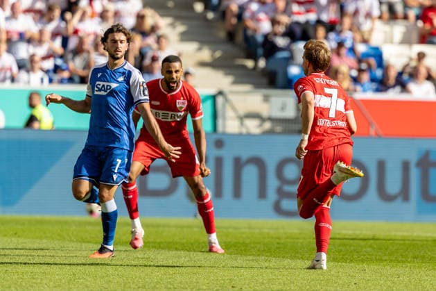 Tor 1:1 Maximilian Mittelstaedt (VfB Stuttgart, 07) Torjubel Jubel Freude Emotionen Mimik Gestik Josha Vagnoman (VfB Stuttgart, 04) Leon Avdullahu (TSG Hoffenheim, 07), GER, TSG Hoffenheim vs. VfB Stuttgart, Fussball, 1. Bundesliga, 03. Spieltag, Spielzeit 2026 2027, 12.09.2026, DFL DFB REGULATIONS PROHIBIT ANY USE OF PHOTOGRAPHS AS IMAGE SEQUENCES AND OR QUASI-VIDEO, GER, TSG Hoffenheim vs. VfB Stuttgart, Fussball, 1. Bundesliga, 03. Spieltag, Spielzeit 2026 2027, 12.09.2026 Sinsheim *** Goal 1 1 Maximilian Mittelstaedt, VfB Stuttgart, 07 Goal celebration, cheering, joy, emotions, facial expressions, gestures, Josha Vagnoman, VfB Stuttgart, 04 Leon Avdullahu, TSG Hoffenheim, 07, GER, TSG Hoffenheim vs. VfB Stuttgart, Soccer, Bundesliga 1, Matchday 3, 2026–2027 Season, September 12, 2026, DFL and DFB regulations prohibit any use of photographs as image sequences and or quasi-video, GER, TSG Hoffenheim vs. VfB Stuttgart, soccer, Bundesliga 1, Matchday 3, 2026–2027 Season, September 12, 2026, Sinsheim Copyright: xEibner-Pressefoto JanixPlessx EP_JPL