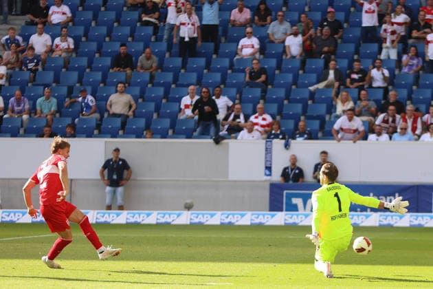 i12.09.2026, xtvx, Fussball 1.Bundesliga, TSG 1899 Hoffenheim - VfB Stuttgart v.l. Goal scored, Tor zum 1:1 Maximilian Mittelstaedt (VfB Stuttgart) (DFL DFB REGULATIONS PROHIBIT ANY USE OF PHOTOGRAPHS as IMAGE SEQUENCES and or QUASI-VIDEO) Sinsheim *** September 12, 2026, xtvx, Soccer 1st Bundesliga, TSG 1899 Hoffenheim vs. VfB Stuttgart Goal scored, goal making it 1–1 by Maximilian Mittelstaedt, VfB Stuttgart. DFL and DFB regulations prohibit any use of photographs as image sequences and or quasi-video. Sinsheim