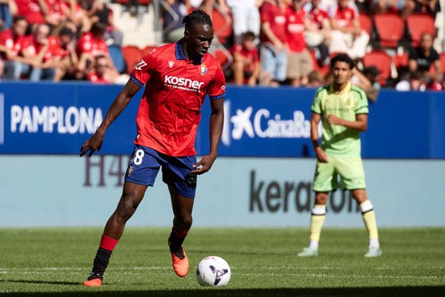 LaLiga EASports 2026 27 CA Osasuna v RCD Espanyol Rockson Yeboah (48. OSA) in action during the LaLiga EA Sports match between CA Osasuna and RCD Espanyol played at El Sadar in Pamplona. Credit: Inigo Alzugaray Agencia LOF Pamplona LaLiga EASports 2026 27 CA Osasuna v RCD Espanyol