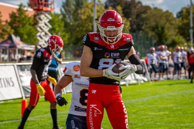 touchdown Peter Martin (Potsdam Royals, 81 Wide Receiver) Potsdam Royals vs ifm Razorbacks Ravensburg, American Football, German Football League, Week 19, 2026, 12.09.2026, Potsdam Sportpark Luftschiffhafen Brandenburg Germany Copyright: xPFA SebastianxJustx