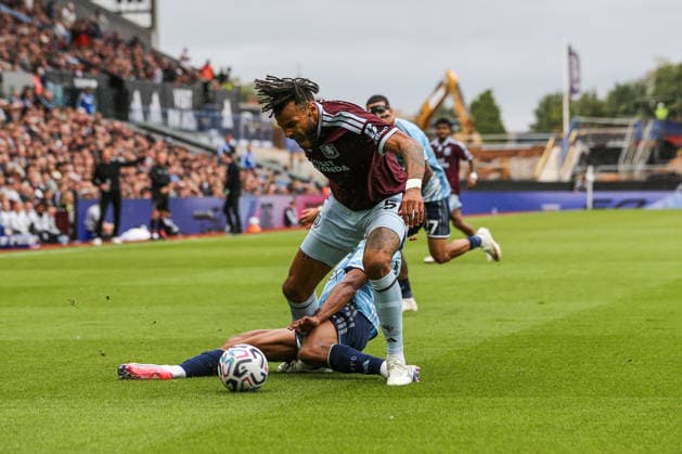 Aston Villa v Nottingham Forest, Premier League Tyrone Mings of Aston Villa is fouled by Dan Ndoye of Nottingham Forest during the Aston Villa v Nottingham Forest Premier League match at Villa Park, Birmingham, England on 12 September 2026 Credit: Richard Bierton Every Second Media Editorial use only. All images are copyright Every Second Media Limited. No images may be reproduced without prior permission. All rights reserved. Premier League and Football League images are subject to licensing agreements with Football DataCo Limited. see https: www.football-dataco.com Copyright: xIMAGO EveryxSecondxMediax ESM-2156-0045 RichardxBiertonx xEveryxSecondxMediax