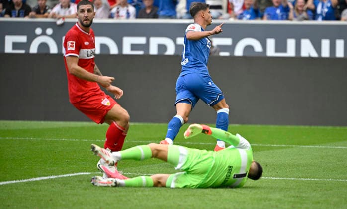 TOR zum 2:1 CAdam Hlozek TSG 1899 Hoffenheim (10) Torjubel gegen Torwart Fabian Bredlow VfB Stuttgart (01) Jeff Chabot VfB Stuttgart (24) TSG 1899 Hoffenheim vs VfB Stuttgart 12.09.2026 DFL REGULATIONS PROHIBIT ANY USE OF PHOTOGRAPHS AS IMAGE SEQUENCES AND OR QUASI-VIDEO TSG 1899 Hoffenheim vs VfB Stuttgart *** GOAL: 2-1 CAdam Hlozek TSG 1899 Hoffenheim 10 Goal celebration against goalkeeper Fabian Bredlow VfB Stuttgart 01 Jeff Chabot VfB Stuttgart 24 TSG 1899 Hoffenheim vs. VfB Stuttgart 12 09 2026 DFL regulations prohibit any use of photographs as image sequences and or quasi-video. TSG 1899 Hoffenheim vs. VfB Stuttgart