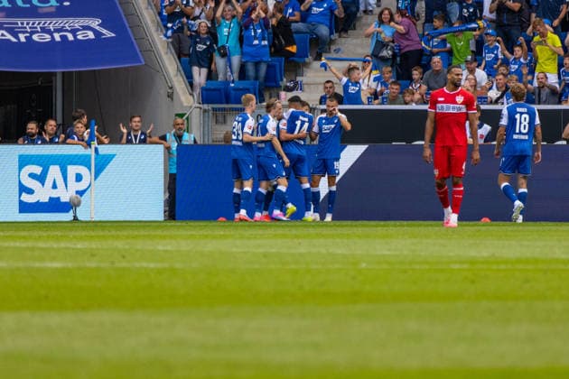 12.09.26 TSG Hoffenheim - VfB Stuttgart Deutschland, Sinsheim, 12.09.2026, Fussball, Bundesliga, Saison 2026 2027, TSG Hoffenheim - VfB Stuttgart: Adam Hlozek (TSG Hoffenheim), Jubel Tor 2:1 Hlozek. *** September 12, 2026 TSG Hoffenheim vs. VfB Stuttgart Germany, Sinsheim, September 12, 2026, Soccer, Bundesliga, 2026–2027 Season, TSG Hoffenheim vs. VfB Stuttgart, Adam Hlozek (TSG Hoffenheim), celebrating goal 2–1 by Hlozek