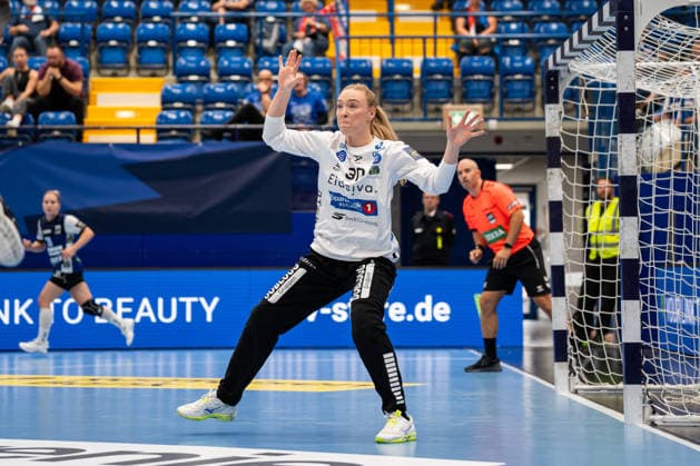 HSG Blomberg-Lippe (GER) vs. Storhamar Handball Elite (NOR), Handball, EHF Champions League Women, Gruppenphase, 12.9.2026, Saision 2026 2027, Lemgo Eli Marie Raasok (Storhamar Handball Elite, 30) in der Verteidigung als Torwart Lemgo Phoenix Contact Arena Deutschland