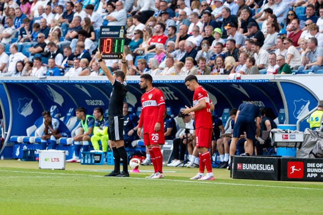 Fussball: 1. Bundesliga, 3. Spieltag, TSG Hoffenheim - VfB Stuttgart am 12.09.2026 in Sinsheim (SNP Arena), Deutschland, Saison 2026 2027: Bilal El Khannouss (VfB Stuttgart, 11) Deniz Undav (VfB Stuttgart, 26) Sinsheim SNP Arena Deutschland *** Soccer: Bundesliga 1, Matchday 3, TSG Hoffenheim vs. VfB Stuttgart on September 12, 2026, at Sinsheim SNP Arena, Germany, 2026–2027 season: Bilal El Khannouss (VfB Stuttgart), 11 Deniz Undav (VfB Stuttgart), 26 Sinsheim SNP Arena, Germany Copyright: xPhilippxImhofx