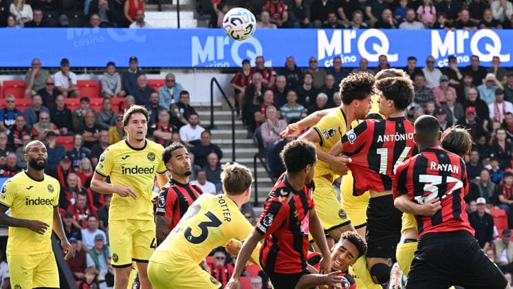 Bournemouth v Brentford Premier League Antonio Silva of Bournemouth heads at goal during the Premier League match at the Vitality Stadium, Bournemouth 12 09 2026 UK Newspapers OUT Copyright: xJeremyxLandeyx FIL-23934-0040