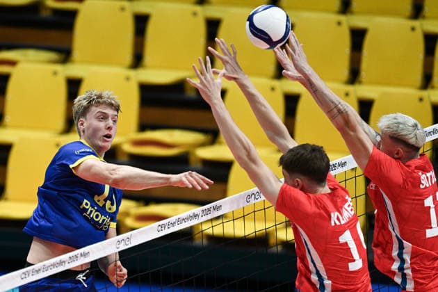 260912 Axel Enlund of Sweden during the CEV EuroVolley 2026 group stage volleyball match between Sweden and Czech Republic on September 12, 2026 in Modena. Photo: Bildbyran EXT BILDBYRAN COP 18 XY0129 volleyboll volleyball volleyboll-em sverige tjeckien cev eurovolley 2026 sweden czech republic bbeng Copyright: BILDBYRANxEXT BB260912BB941