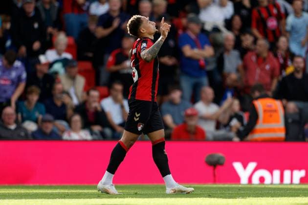 Marcus Tavernier of Bouremouth celebrates scoring a goal to make it 2-1 AFC Bournemouth v Brentford, Premier League, Football, Football, Vitality Stadium, Bournemouth, UK - 12 Sep 2026Bournemouth Vitality Stadium United Kingdom EDITORIAL USE ONLY No use with unauthorised audio, video, data, fixture lists, club league logos or live services. Online in-match use limited to 120 images, no video emulation. No use in betting, games or single club league player publications.  Copyright: xWillxCooper Shutterstockx 17144545ai
