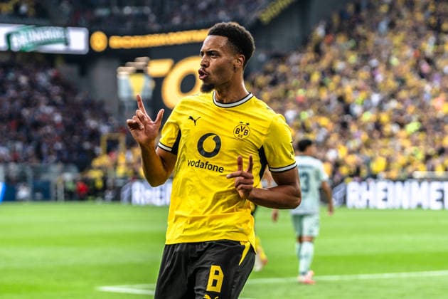 Deutschland: Bundesliga 2026 2027 3. Spieltag, Borussia Dortmund vs. SC Paderborn 07 , Samstag, 12.09.2026 Signal Iduna Park, Nordrhein-Westfalen Tor zum 2:0 durch Felix Nmecha (Borussia Dortmund, 8) Jubel Freude Emotionen Torjubel *** Germany Bundesliga 2026–2027, Matchday 3, Borussia Dortmund vs. SC Paderborn 07, Saturday, September 12, 2026, Signal Iduna Park, North Rhine-Westphalia; 2–0 goal by Felix Nmecha (Borussia Dortmund); 8: Cheering, joy, emotions, goal celebration Copyright: xCelinaxLeiersx