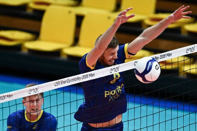 260912 Alfred Brink of Sweden during the CEV EuroVolley 2026 group stage volleyball match between Sweden and Czech Republic on September 12, 2026 in Modena. Photo: Bildbyran EXT BILDBYRAN COP 18 XY0129 volleyboll volleyball volleyboll-em sverige tjeckien cev eurovolley 2026 sweden czech republic bbeng Copyright: BILDBYRANxEXT BB260912BB945
