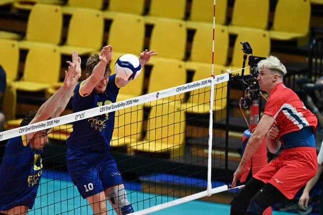 260912 Hampus Ekstrand of Sweden during the CEV EuroVolley 2026 group stage volleyball match between Sweden and Czech Republic on September 12, 2026 in Modena. Photo: Bildbyran EXT BILDBYRAN COP 18 XY0129 volleyboll volleyball volleyboll-em sverige tjeckien cev eurovolley 2026 sweden czech republic bbeng Copyright: BILDBYRANxEXT BB260912BB950