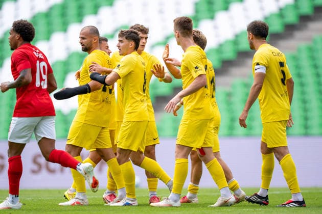 Kollektiver Torjubel nach dem 1:1 durch Loris Maier (SG Sonnenhof Großaspach, 27), TSV Havelse vs. SG Sonnenhof Großaspach, Fussball, 3. Liga, 5. Spieltag, 06.09.2026, DFB regulations prohibit any use of photographs as image sequences and or quasi-video Hannover Niedersachsen Deutschland