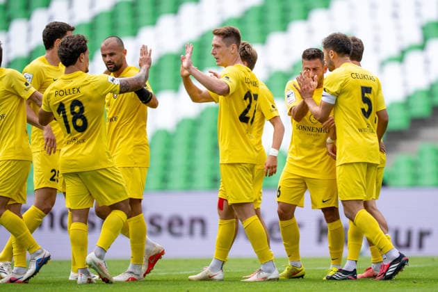 Kollektiver Torjubel nach dem 1:1 durch Loris Maier (SG Sonnenhof Großaspach, 27), TSV Havelse vs. SG Sonnenhof Großaspach, Fussball, 3. Liga, 5. Spieltag, 06.09.2026, DFB regulations prohibit any use of photographs as image sequences and or quasi-video Hannover Niedersachsen Deutschland
