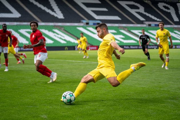 Marius Kunde (SG Sonnenhof Großaspach, 16), TSV Havelse vs. SG Sonnenhof Großaspach, Fussball, 3. Liga, 5. Spieltag, 06.09.2026, DFB regulations prohibit any use of photographs as image sequences and or quasi-video Hannover Niedersachsen Deutschland