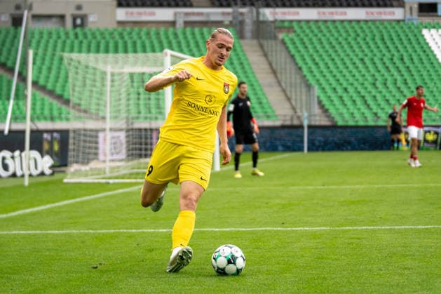 Marlon Fass (SG Sonnenhof Großaspach, 09), TSV Havelse vs. SG Sonnenhof Großaspach, Fussball, 3. Liga, 5. Spieltag, 06.09.2026, DFB regulations prohibit any use of photographs as image sequences and or quasi-video Hannover Niedersachsen Deutschland