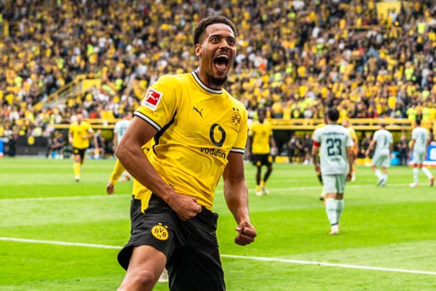 Deutschland: Bundesliga 2026 2027 3. Spieltag, Borussia Dortmund vs. SC Paderborn 07 , Samstag, 12.09.2026 Signal Iduna Park, Nordrhein-Westfalen Tor zum 3:0 durch Felix Nmecha (Borussia Dortmund, 8) Jubel Freude Emotionen Torjubel *** Germany Bundesliga 2026–2027, Matchday 3, Borussia Dortmund vs. SC Paderborn 07, Saturday, September 12, 2026, Signal Iduna Park, North Rhine-Westphalia; 3-0 goal by Felix Nmecha (Borussia Dortmund), 8; celebration, joy, emotions, goal celebration Copyright: xCelinaxLeiersx