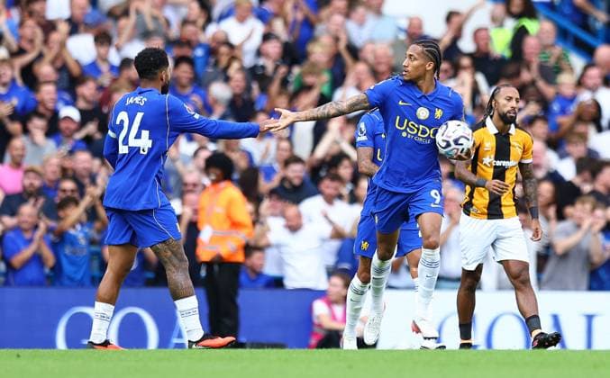 Joao Pedro of Chelsea celebrates scoring their sides second goal Chelsea v Hull City, Premier League, Football, Football, Stamford Bridge, London, UK - 12 Sep 2026London Stamford Bridge United Kingdom EDITORIAL USE ONLY No use with unauthorised audio, video, data, fixture lists, club league logos or live services. Online in-match use limited to 120 images, no video emulation. No use in betting, games or single club league player publications.  Copyright: xMichaelxZemanek Shutterstockx 17144546ax