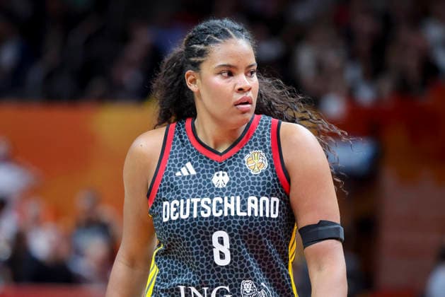 Nyara Sabally (Germany) looks dejected during the FIBA Women s Basketball World Cup Germany 2026 semifinals match between France and Germany at Berlin Arena on September 12, 2026 in Berlin, Germany. (Photo by Marco Steinbrenner DeFodi Images) -
