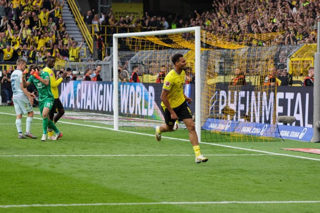 12.09.2026, xgrfx, Fussball 1.Bundesliga, Borussia Dortmund - SC Paderborn 07 v.l. Tor, Felix Nmecha zum 2:0 (Borussia Dortmund) (DFL DFB REGULATIONS PROHIBIT ANY USE OF PHOTOGRAPHS as IMAGE SEQUENCES and or QUASI-VIDEO) Dortmund *** September 12, 2026, xgrfx, Soccer, Bundesliga 1, Borussia Dortmund vs. SC Paderborn 07, goal, Felix Nmecha makes it 2–0 for Borussia Dortmund. DFL and DFB regulations prohibit any use of photographs as image sequences and or quasi-video. Dortmund