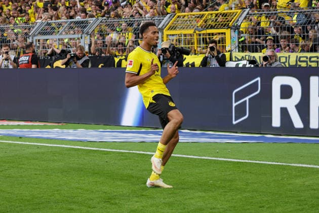 12.09.2026, xgrfx, Fussball 1.Bundesliga, Borussia Dortmund - SC Paderborn 07 v.l. Tor, Felix Nmecha zum 2:0 (Borussia Dortmund) (DFL DFB REGULATIONS PROHIBIT ANY USE OF PHOTOGRAPHS as IMAGE SEQUENCES and or QUASI-VIDEO) Dortmund *** September 12, 2026, xgrfx, Soccer, Bundesliga 1, Borussia Dortmund vs. SC Paderborn 07, goal, Felix Nmecha makes it 2–0 for Borussia Dortmund. DFL and DFB regulations prohibit any use of photographs as image sequences and or quasi-video. Dortmund