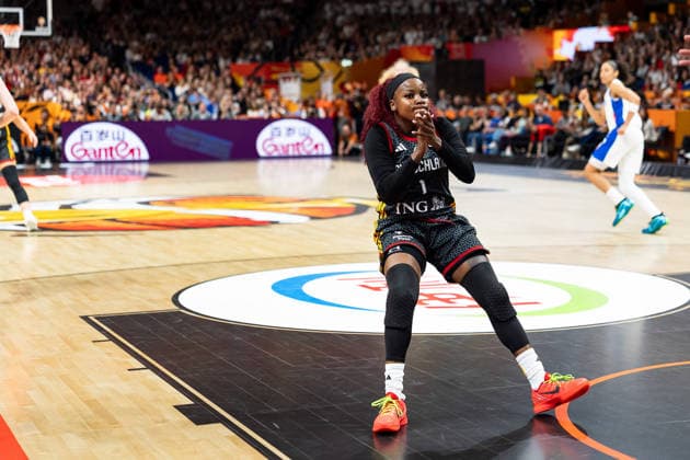 Alexis Peterson (Deutschland, 01) jubelt Jubel, GER, Frankreich vs. Deutschland, Basketball, FIBA Women s World Cup 2026, Halbfinale, 12.09.2026 GER, Frankreich vs. Deutschland, Basketball, FIBA Women s World Cup 2026, Halbfinale, 12.09.2026 Berlin Copyright: xEibner-Pressefoto MaxxVincenx EP_MVN