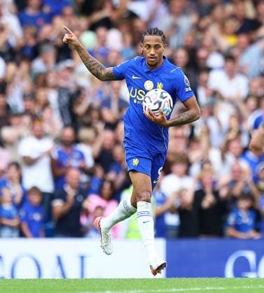 Joao Pedro of Chelsea celebrates scoring their sides second goal Chelsea v Hull City, Premier League, Football, Football, Stamford Bridge, London, UK - 12 Sep 2026London Stamford Bridge United Kingdom EDITORIAL USE ONLY No use with unauthorised audio, video, data, fixture lists, club league logos or live services. Online in-match use limited to 120 images, no video emulation. No use in betting, games or single club league player publications.  Copyright: xMichaelxZemanek Shutterstockx 17144546bb