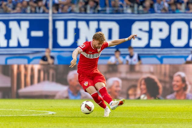 Freisteller Maximilian Mittelstaedt (VfB Stuttgart, 07) beim Schuss, GER, TSG Hoffenheim vs. VfB Stuttgart, Fussball, 1. Bundesliga, 03. Spieltag, Spielzeit 2026 2027, 12.09.2026, DFL DFB REGULATIONS PROHIBIT ANY USE OF PHOTOGRAPHS AS IMAGE SEQUENCES AND OR QUASI-VIDEO, GER, TSG Hoffenheim vs. VfB Stuttgart, Fussball, 1. Bundesliga, 03. Spieltag, Spielzeit 2026 2027, 12.09.2026 Sinsheim *** Close-up of Maximilian Mittelstaedt of VfB Stuttgart, No. 07, taking a shot, GER, TSG Hoffenheim vs. VfB Stuttgart, Soccer, Bundesliga 1, Matchday 3, 2026–2027 Season, September 12, 2026, DFL and DFB regulations prohibit any use of photographs as image sequences and or quasi-video, GER, TSG Hoffenheim vs. VfB Stuttgart, soccer, Bundesliga 1, Matchday 3, 2026–2027 Season, September 12, 2026, Sinsheim Copyright: xEibner-Pressefoto JanixPlessx EP_JPL