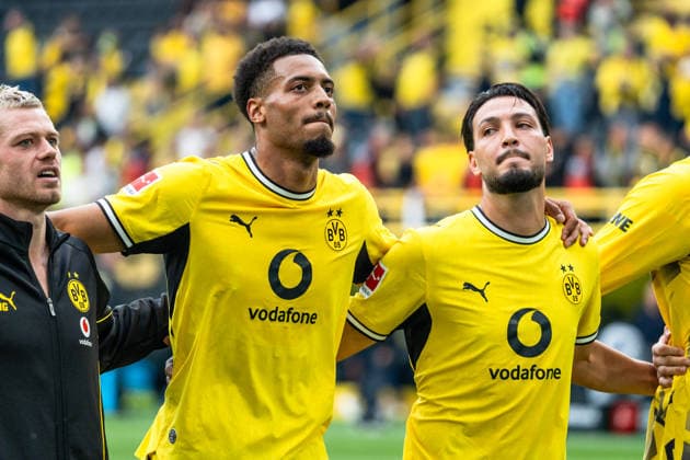 Deutschland: Bundesliga 2026 2027 3. Spieltag, Borussia Dortmund vs. SC Paderborn 07 , Samstag, 12.09.2026 Signal Iduna Park, Nordrhein-Westfalen Felix Nmecha (Borussia Dortmund, 8) Ramy Bensebaini (Borussia Dortmund, 5) *** Germany Bundesliga 2026–2027, Matchday 3: Borussia Dortmund vs. SC Paderborn 07, Saturday, September 12, 2026, Signal Iduna Park, North Rhine-Westphalia: Felix Nmecha (Borussia Dortmund), 8; Ramy Bensebaini (Borussia Dortmund), 5 Copyright: xCelinaxLeiersx