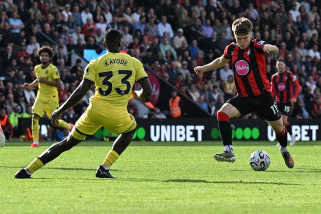 Bournemouth v Brentford Premier League Ben Gannon-Doak of Bournemouth shoots during the Premier League match at the Vitality Stadium, Bournemouth 12 09 2026 UK Newspapers OUT Copyright: xJeremyxLandeyx FIL-23934-0046