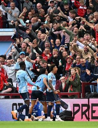 Igor Jesus of Nottingham Forest celebrates after scoring the team s second goal Aston Villa v Nottingham Forest, Premier League, Football, Football, Villa Park, Birmingham, UK - 12 Sep 2026Birmingham Villa Park United Kingdom EDITORIAL USE ONLY No use with unauthorised audio, video, data, fixture lists, club league logos or live services. Online in-match use limited to 120 images, no video emulation. No use in betting, games or single club league player publications.  Copyright: xAnnaxGowthorpe Shutterstockx 17144543aj