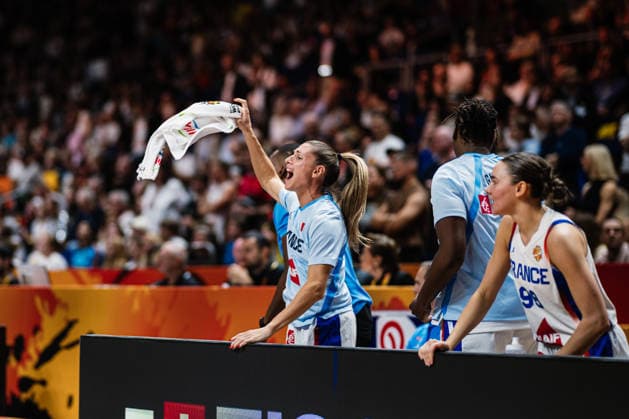 FIBA Women™s Basketball World Cup 2026: Frankreich vs. Deutschland, 12.09.2026 Romane Bernies (Frankreich, 47) jubelt; Basketball, FIBA Women™s Basketball World Cup 2026, Final Phase, Halbfinale: Frankreich vs. Deutschland am 12.09.2026 in der Uber Arena, Berlin Copyright: xBEAUTIFULxSPORTS Tonhäuserx
