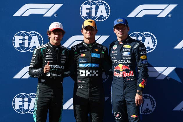 Lando Norris of Great Britain and McLaren Andrea Kimi Antonelli of Italy and Mercedes AMG Petronas F1 Team and Max Verstappen of the Netherlands and Red Bull Racing , Qualifying, F1 Grand Prix of Spain, am 12. September 2026 in Madrid, Spain. (Foto von Diogo Cardoso DeFodi Images) Lando Norris of Great Britain and McLaren Andrea Kimi Antonelli of Italy and Mercedes AMG Petronas F1 Team and Max Verstappen of the Netherlands and Red Bull Racing , Qualifying, F1 Grand Prix of Spain, Madring on September 12, 2026 in Madrid, Spain. (Photo by Diogo Cardoso DeFodi Images) - *** Lando Norris of Great Britain and McLaren; Andrea Kimi Antonelli of Italy and Mercedes AMG Petronas F1 Team; and Max Verstappen of the Netherlands and Red Bull Racing, Qualifying, F1 Grand Prix of Spain, on September 12, 2026, in Madrid, Spain. Photo by Diogo Cardoso, DeFodi Images. Lando Norris of Great Britain (McLaren), Andrea Kimi Antonelli of Italy (Mercedes AMG Petronas F1 Team), and Max Verstappen of the Netherlands (Red Bull Racing), Qualifying, F1 Grand Prix of Spain, Madrid, on September 12, 2026, in Madrid, Spain. Photo by Diogo Cardoso, DeFodi Images