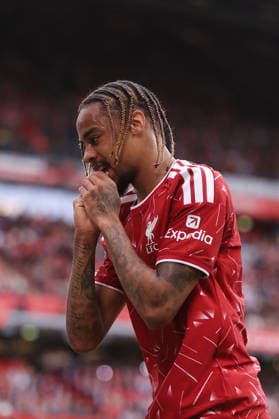 Football - Premier League - Liverpool v Fulham 12th September 2026 - Premier League - Liverpool v Fulham - Bradley Barcola of Liverpool reacts - Photo: Simon Stacpoole Offside. Liverpool UK *** Fußball: Premier League – Liverpool gegen Fulham, 12. September 2026; Premier League – Liverpool gegen Fulham: Bradley Barcola von Liverpool reagiert; Foto: Simon Stacpoole; Abseits; Liverpool, Großbritannien  Copyright: xSimonxStacpoolexOffside