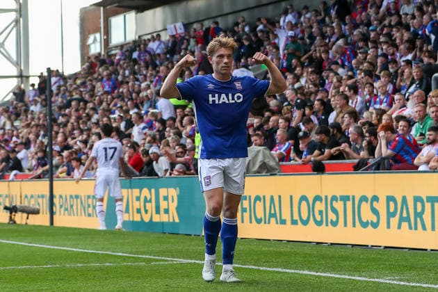 12th September 2026; Selhurst Park, London, England; Premier League Football, Crystal Palace versus Ipswich Town; Zian Flemming of Ipswich Town celebrates his goal in the 90th minute for 2-3 KatiexChan