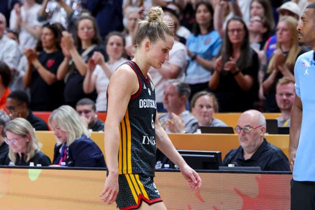 Leonie Fiebich (Germany) looks dejected during the FIBA Women s Basketball World Cup Germany 2026 semifinals match between France and Germany at Berlin Arena on September 12, 2026 in Berlin, Germany. (Photo by Marco Steinbrenner DeFodi Images) -