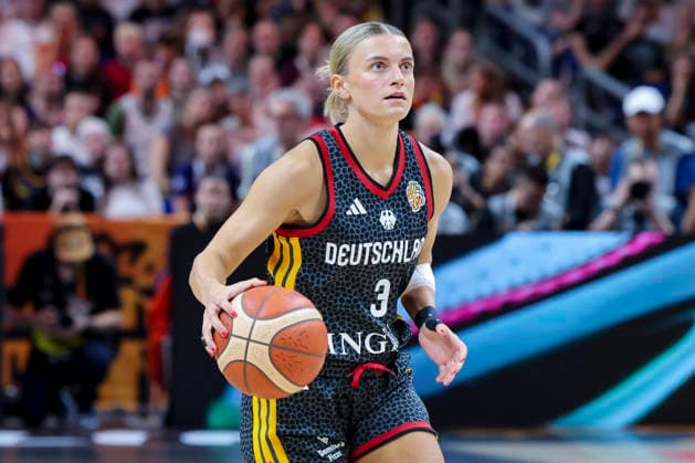 Alexandra Wilke (Germany) controls the ball during the FIBA Women s Basketball World Cup Germany 2026 semifinals match between France and Germany at Berlin Arena on September 12, 2026 in Berlin, Germany. (Photo by Marco Steinbrenner DeFodi Images) -