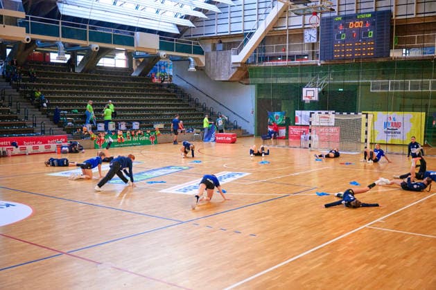 Warm Up, Stimmungsbild, Sporthalle Charlottenburg, Rostocker HC, GER, 2. Handball - Bundesliga Frauen, Fuechse Berlin vs. Rostocker HC (Rostock Dolphins), Saison 2026 27, 3. Spieltag, 12.09.2026, GER, 2. Handball - Bundesliga Frauen, Fuechse Berlin vs. Rostocker HC (Rostock Dolphins), Saison 2026 27, 3. Spieltag, 12.09.2026, Berlin