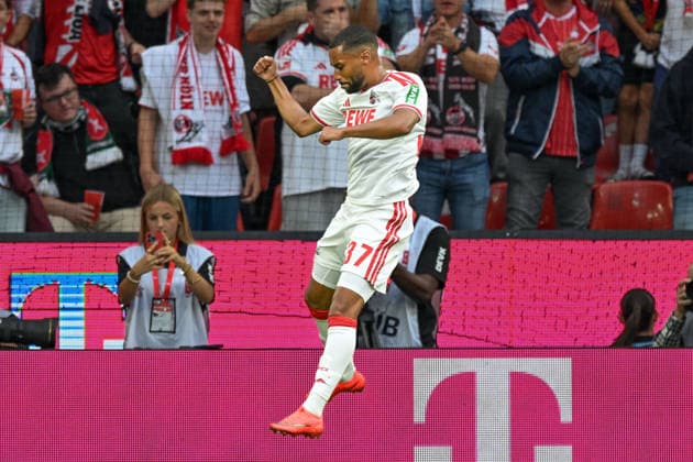 Linton Maina (Koeln 37) jubelt nach dem Tor zum 1:0 12.09.2026 ¢ Fussball ¢ 1. FC Koeln vs SV Werder Bremen, RheinEnergieStadion, Koeln, DFB DFL REGULATIONS PROHIBIT ANY USE OF PHOTOGRAPHS AS IMAGE SEQUENCES AND OR QUASI-VIDEO NRW Germany *** Linton Maina, Cologne 37, celebrates after scoring the goal on 1 0 12 09 2026 ¢ Soccer ¢ 1. FC Cologne vs. SV Werder Bremen, RheinEnergieStadion, Cologne, DFB and DFL regulations prohibit any use of photographs as image sequences and or quasi-video. NRW, Germany Copyright: xpepphotox xHorstxMauelshagenx pep00321, pep_20260912_hm
