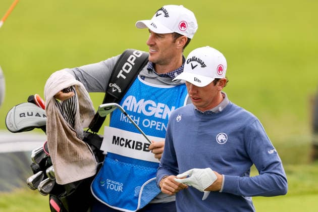 2026 Amgen Irish Open - Third Round, Trump International Golf Links, Doonbeg 12 9 2026 Tom McKibbin walks off the third tee box with Caddie Ricky McCormick Tom McKibbin walks off the third tee box with Ricky McCormick 12 9 2026  Copyright: xx BB3_4594