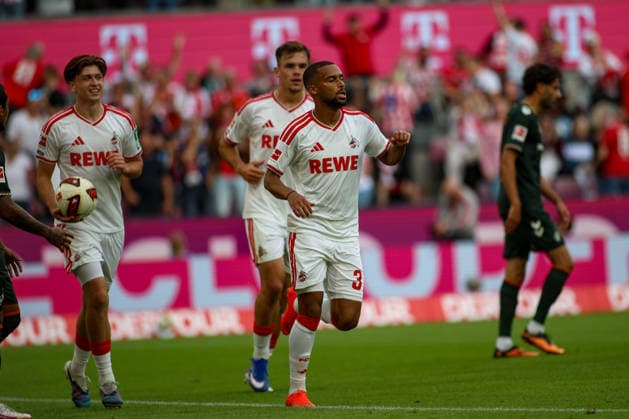 12.09.2026, GER, Fussball, Herren, Bundesliga , 1. Bundesliga, Saison 2026 2027, 1. FC Köln - SV Werder Bremen Linton Maina (1. FC Köln) Torjubel, jubelt nach seinem Treffer zum 1:0 *** September 12, 2026, GER, Soccer, Men s, Bundesliga, 1. Bundesliga, 2026–2027 Season, 1. FC Köln vs. SV Werder Bremen, Linton Maina of 1. FC Köln celebrates his goal, which made the score 1–0 Copyright: xSvenxHanischx